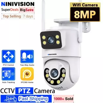 IP-камера с двойным объективом, 4K, 8 Мп, Wi-Fi, PTZ