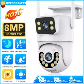 IP-камера с двойным объективом, 8 Мп, 4K, Wi-Fi, PTZ