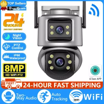 IP-камера с двойным объективом, 8 Мп, 4K, Wi-Fi, PTZ