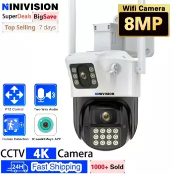 IP-камера с двойным объективом, 8 Мп, 4K, PTZ