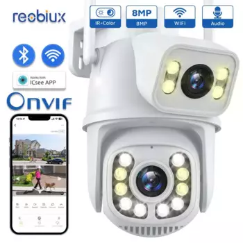 IP-камера с Wi-Fi, PTZ, 8 Мп, двойной объектив, 4K