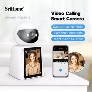 IP-камера Srihome с Wi-Fi для системы видеонаблюдения, видеоняня с экраном для слежения за людьми, полноцветная комнатная камера с функцией ночного видения