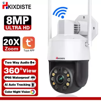 IP-камера Tuya Smart Life, 4K, 5 МП, Wi-Fi, PTZ, 20-кратный оптический зум, уличная камера видеонаблюдения с автоматическим отслеживанием, охранная защита