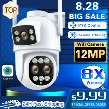 IP-камера видеонаблюдения, 12 Мп, 6K, Wi-Fi