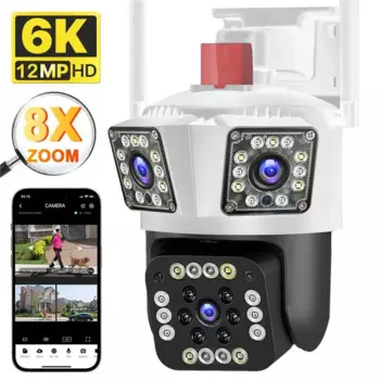 IP-камера видеонаблюдения, 12 Мп, Wi-Fi, 4K, два объектива