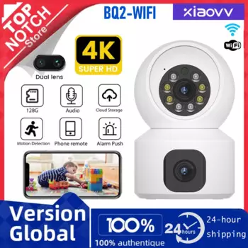 IP-камера видеонаблюдения, 4 МП, HD, 360 дюйма, Wi-Fi, два объектива