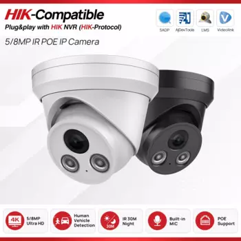 IP-камера видеонаблюдения, 4K, 8 Мп, 5 МП, PoE, ИК, ночное видение