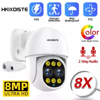 IP-камера видеонаблюдения, 4K, 8 Мп, HD, двойной объектив