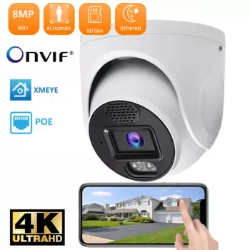 IP-камера видеонаблюдения, 4K, 8 Мп, POE, H.265, Onvif, широкий угол обзора 2,8 мм камера видеонаблюдения wifi камера видеонаблюдения