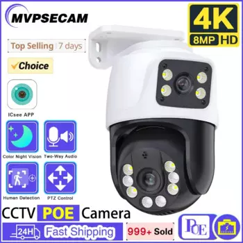 IP-камера видеонаблюдения, 4K, 8 Мп, PTZ, 6K, 6 МП, POE