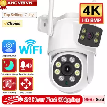 IP-камера видеонаблюдения, 4K, 8 Мп, Wi-Fi, PTZ