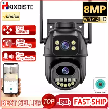 IP-камера видеонаблюдения, 8 Мп, 4K, Wi-Fi, PTZ, 360