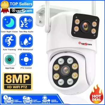 IP-камера видеонаблюдения, 8 Мп, Wi-Fi, два объектива