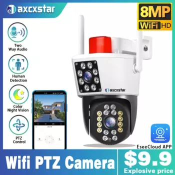 IP-камера видеонаблюдения, 8 Мп, Wi-Fi, двойной объектив