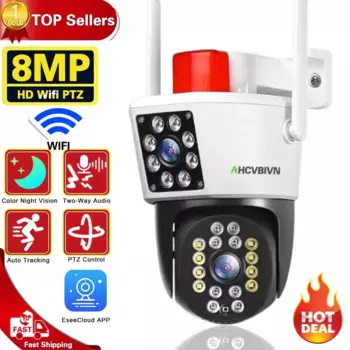 IP-камера видеонаблюдения, 8 Мп, Wi-Fi, двойной объектив