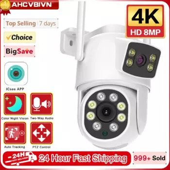 IP-камера видеонаблюдения, 8 Мп, Wi-Fi, два объектива