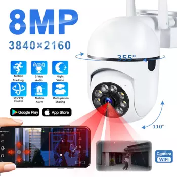 IP-камера видеонаблюдения, 8 Мп, Wi-Fi, 4-кратный зум, PTZ