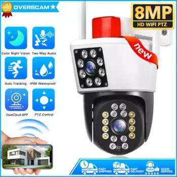 IP-камера видеонаблюдения, 8 Мп, Wi-Fi, двойной объектив