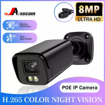 IP-камера видеонаблюдения H.265 POE, 8 Мп, 5 Мп, для двухсторонней аудиосвязи, водонепроницаемая уличная цветная камера NVR с ночным видением