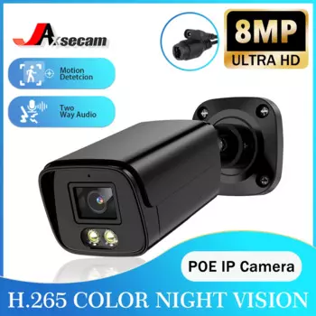 IP-камера видеонаблюдения H.265 POE, 8 Мп, 5 Мп, для двухсторонней аудиосвязи, водонепроницаемая уличная цветная камера NVR с ночным видением
