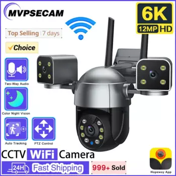 IP-камера видеонаблюдения HD 6K с 3 объективами и Wi-Fi