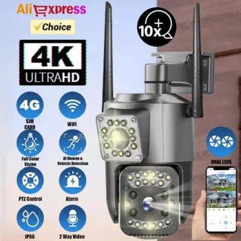 IP-камера видеонаблюдения, HD, PTZ, 8 Мп, 10X зум, водонепроницаемая