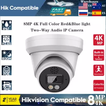 IP-камера видеонаблюдения Hikvision, совместимая с 4K, 8 МП