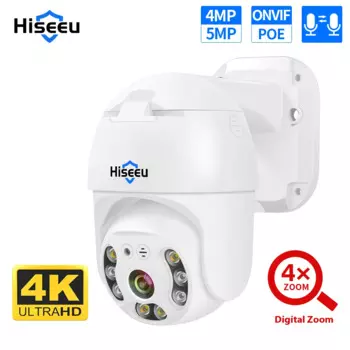 IP-камера видеонаблюдения Hiseeu, 4 МП 5 МП, PTZ, цифровой зум 4K, водонепроницаемая, для POE, NVR
