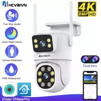 IP-камера видеонаблюдения ICSEE, 4K, 2 объектива, Wi-Fi, 8 МП