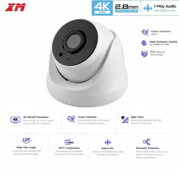 Ip-камера видеонаблюдения с датчиком лица, 4K, XMeye, 8 МП