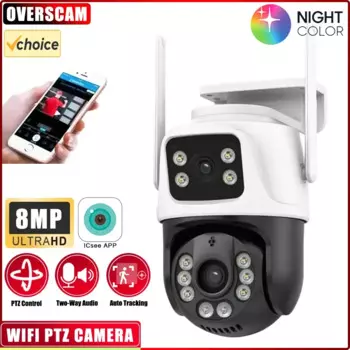 IP-камера видеонаблюдения с двойным объективом, 8 Мп, 2 камеры