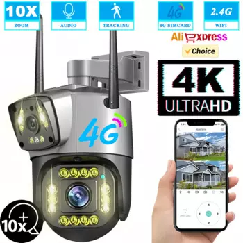 IP-камера видеонаблюдения с двойным объективом, 8 Мп, 4K, Wi-Fi