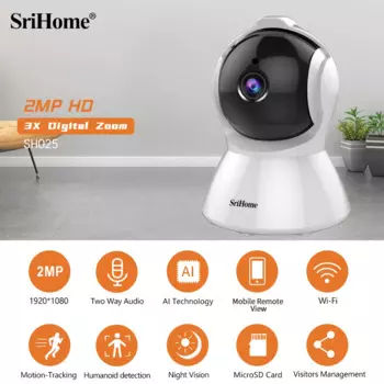 IP-камера видеонаблюдения SriHome SH025, 2 МП, 1080P, Wi-Fi