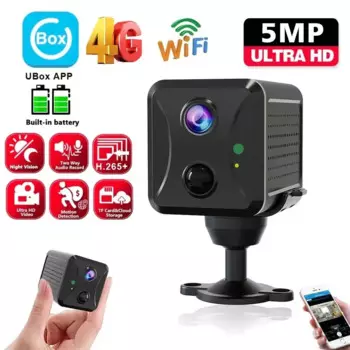 IP-камера видеонаблюдения Ubox Mini с поддержкой 4G, SIM-карты или Wi-Fi, 5 МП, 3800 мАч