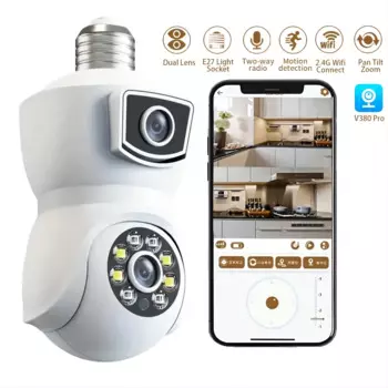 IP-камера видеонаблюдения V380Pro, 4 МП, E27, PTZ, с датчиком движения