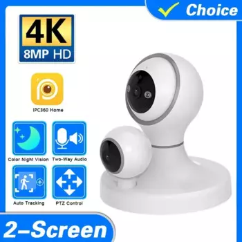 IPC360 домашняя беспроводная PTZ-камера с двумя объективами 4K 8MP WIFI IP камера с автоматическим отслеживанием и защитой безопасности P2P камера видеонаблюдения