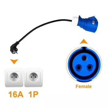 IPENGEN Зарядное устройство для электромобилей Schuko Plug to CEE Blue Power Женская вилка 3-контактная розетка Адаптер для подключения с портативным зарядным устройством 32A 1 фазы 7 кВт