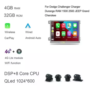 IPS Carplay 2Din Android 13 автомобильное радио для Dodge Challenger, Charger Durango RAM 1500 2500 JEEP Grand Cherokee стерео 4G LTE GPS