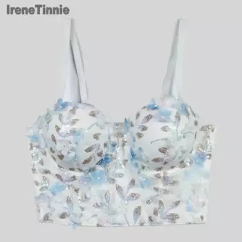 IRENE TINNIE 2024 белый корсет для женщин красочная Женская одежда для улицы бюстье бра с цветами винтажный корсет на бретелях летняя корсет