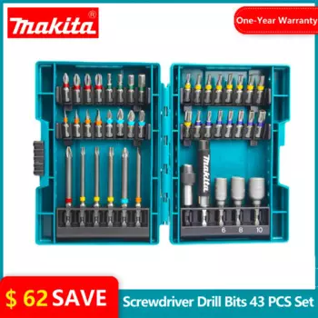 Искусственная отвертка Makita, многофункциональный набор из 43 предметов, шестигранная отвертка с головкой, крестообразный цветочный тип, запчасти для инструментов