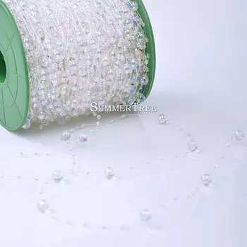 Искусственная жемчужная гирлянда 5 метров, слоновая кость, белый, розовый, голубой