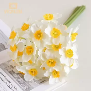 Искусственные белые нарциссы WQNJIN, 6 штук