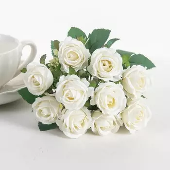 Искусственные белые розы ZQCY