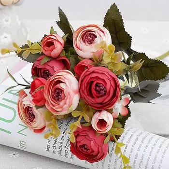 Искусственные белые шелковые розы Tenvity