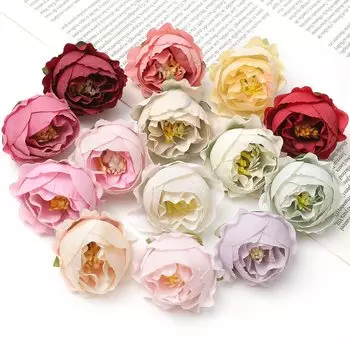 Искусственные бутоны роз, шелк, 4 см