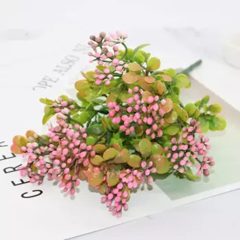 Искусственные цветы 7 веток зеленый пластик 30 см