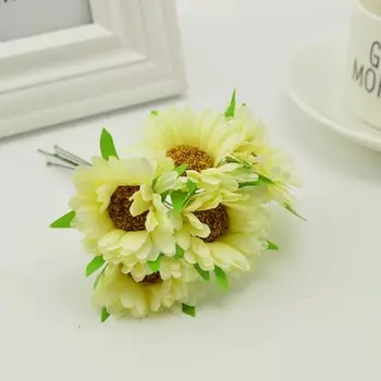 Искусственные цветы Гербера шелк 6 шт.