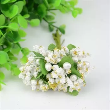 Искусственные цветы Nanairo, белый мини-букет, 12 шт.