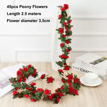 Искусственные цветы пионы белые и розовые 250 см