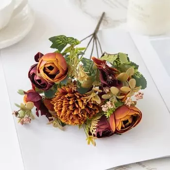 Искусственные цветы шелковые чайные розы ZQCY